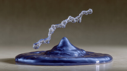 Abstract water splash liquid sculpture 3d render ripple droplet fluid art wave splash surreal blue