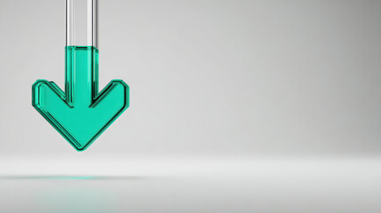 Minimal arrow green arrow glass arrow down arrow abstract arrow 3d render chemistry concept savings concept transparent glass modern design