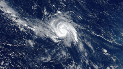 Cyclone hurricane storm cloud spiral satellite ocean sea weather climate powerful cyclone spiral storm cloud over deep blue ocean water seen from