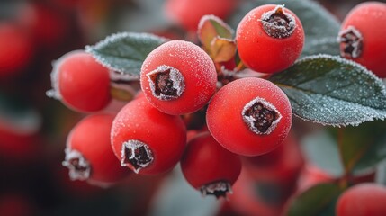 Close-up of frosted red berries