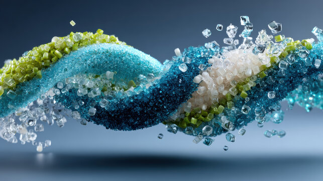 Abstract wave plastic granule flow texture sparkle plastic granule abstract wave flow texture sparkle colorful closeup background material polymer