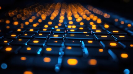 Close-up of glowing keyboard keys