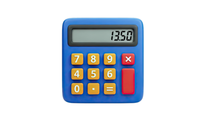Blue Calculator with 13.50 Display