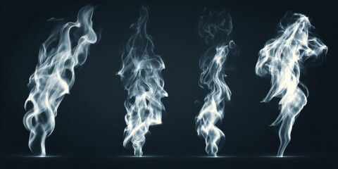 Four Columns of White Smoke on Dark Teal Background