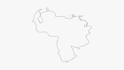 Obraz premium Outline map of Venezuela showing national borders and coastlines on an isolated white background.