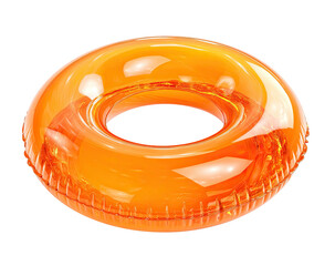 Translucent orange inflatable swim ring floating in dark space