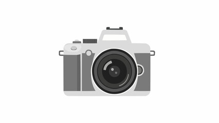 Fototapeta premium Modern Digital Camera with Large Lens Isolated on White.