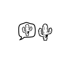 Obraz premium Emotional Cactus Doodle
