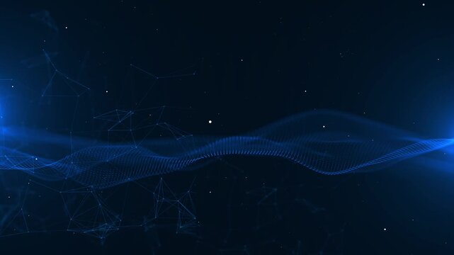 abstract blue digital network with flowing lines and connected dots creating a futuristic technological background for presentations high quality professional detailed