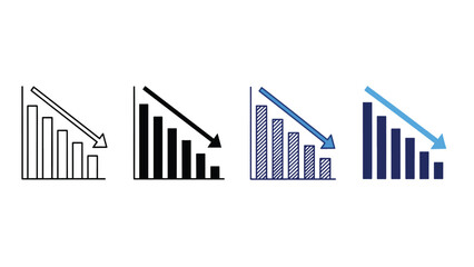 Fototapeta premium Decreasing bar graphs - SVG and PNG icons - Vector Icons and Stickers - PNG, SVG, EPS - Glyph and solid icon set - Icon vector - Flat Design Icon - line icon set