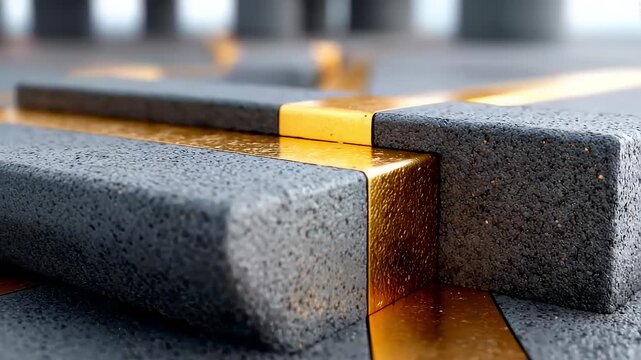 Minimalist background with matte stone and gold inlay