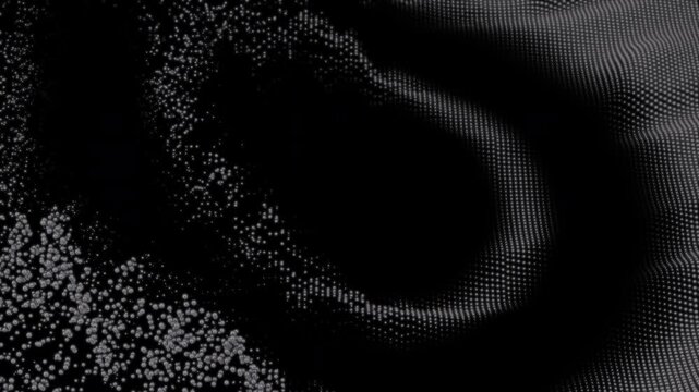 Pulsating particle array, abstract video background.