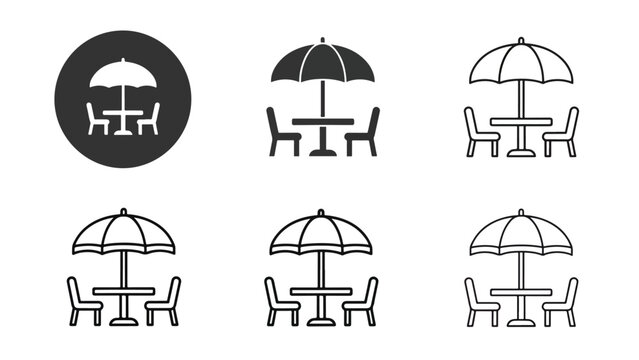 Outdoor seating with umbrellas - SVG and PNG icons - Vector Icons and Stickers - PNG, SVG, EPS - Glyph and solid icon set - Icon vector - Flat Design Icon - line icon set