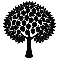 set of trees silhouettes