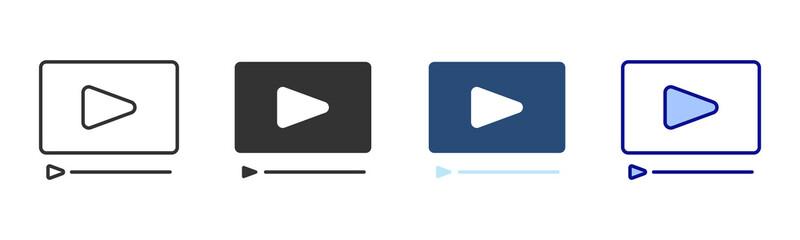 Video Content Icon Set. Designed In Multi Style