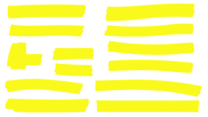 Abstract arrangement of vibrant yellow brush strokes on a stark black background