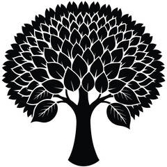 set of trees silhouettes