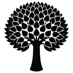 set of trees silhouettes