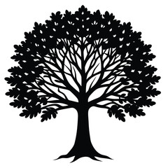 set of trees silhouettes