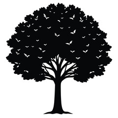 set of trees silhouettes