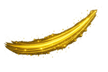Golden light trail forming a dynamic wave with magic sparkles, providing a glowing stardust effect. Transparent background