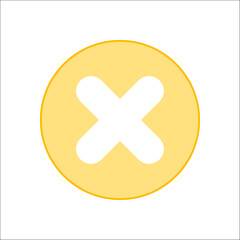 Obraz premium Yellow circle with white cross or x mark for cancel delete or error action