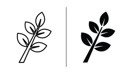 Simple black and white leaf illustration © ICON