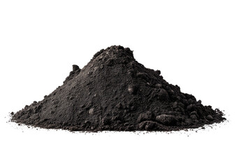 Dark grey granular pile, illuminated on black