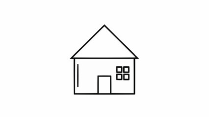 Simple Outline Drawing of a House with a Door and Windows.