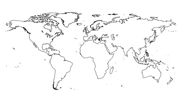 Black and white world map - SVG and PNG icons - Vector Icons and Stickers - PNG, SVG, EPS - Glyph and solid icon set - Icon vector - Flat Design Icon - line icon set
