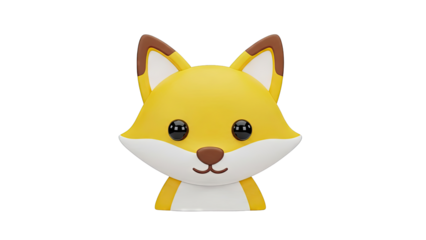 Cute Cartoon Fox Face 3D Render