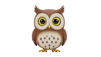 Cute cartoon owl with big yellow eyes