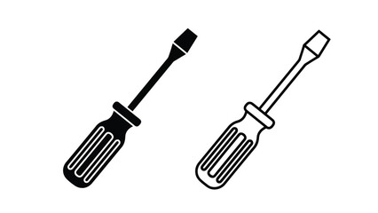 Two screwdrivers side by side - SVG and PNG icons - Vector Icons and Stickers - PNG, SVG, EPS - Glyph and solid icon set - Icon vector - Flat Design Icon - line icon set