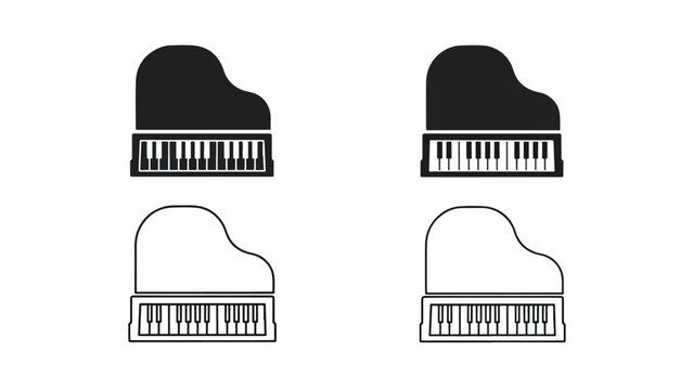 Simplified piano silhouettes - SVG and PNG icons - Vector Icons and Stickers - PNG, SVG, EPS - Glyph and solid icon set - Icon vector - Flat Design Icon - line icon set