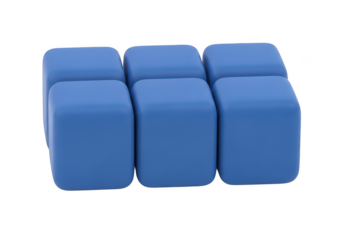 3d icon of three blue cubes arranged in a row, isolated on transparent background