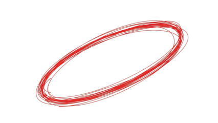 Glowing red ring isolated on transparent background with vibrant light effects and a sleek circular design