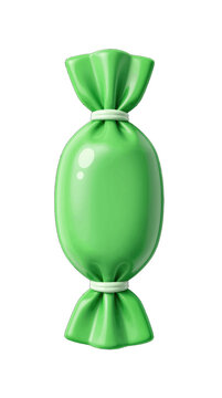 Green wrapped hard candy isolated