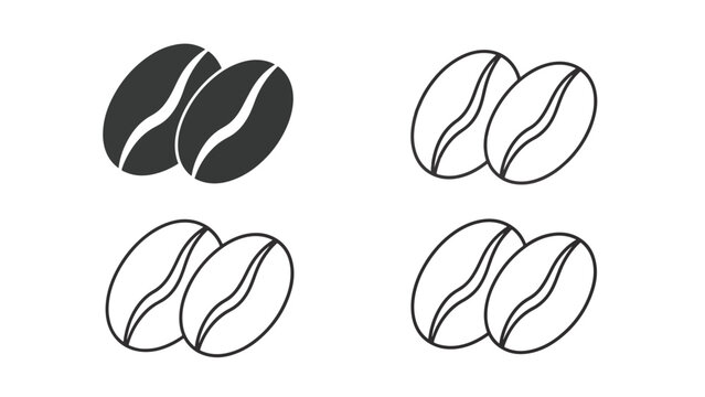 Set of four coffee bean illustrations - SVG and PNG icons - Vector Icons and Stickers - PNG, SVG, EPS - Glyph and solid icon set - Icon vector - Flat Design Icon - line icon set