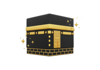 3d illustration of the kaaba in mecca, isolated on transparent background, symbolizing islamic faith and pilgrimage