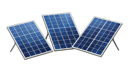 Three Solar Panels with Stands Isolated