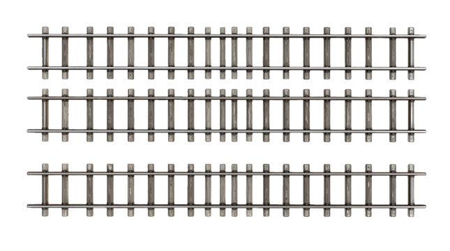Three parallel sections of railway tracks isolated