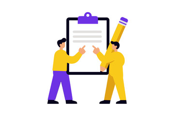 Two People Holding Large Clipboard and Pencil