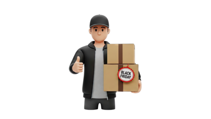 Delivery Person with Black Friday Packages