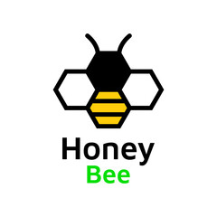Abstract bee logo for pure original bee honey product label