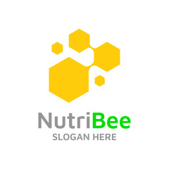 Abstract hexagon honeycomb for bee honey logo design.