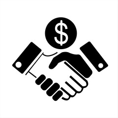 Handshake Finance Growth Icon black and white vector