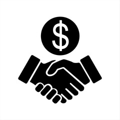 Handshake Finance Growth Icon black and white vector