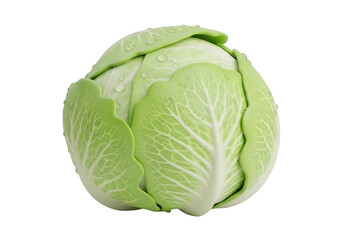 Fototapeta premium 3d icon of a fresh green cabbage with water droplets isolated on transparent background