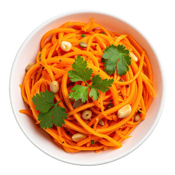 Bright and colorful shalgam salad in a small bowl, a tangy and spicy addition to any meal, isolated on a pure white background