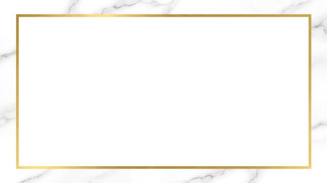 Elegant gold frame on white marble background for luxury design